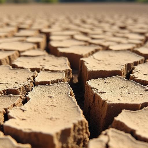 Tanah kering dan merekah semasa musim kemarau yang teruk.